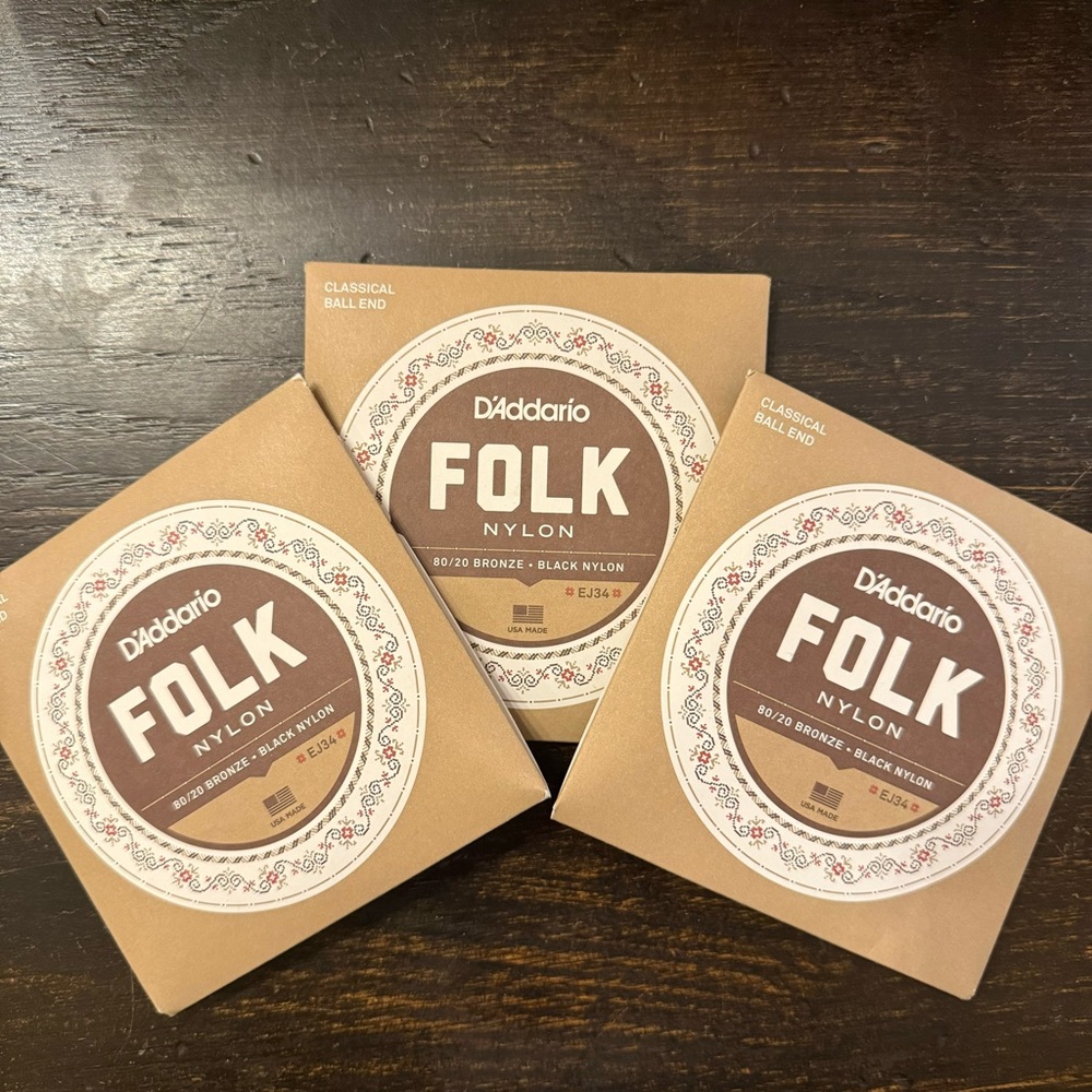 D'Addario Folk Nylon Guitar Strings x3